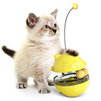 Jouet pour chat 3 en 1, à secouer et distributeur de friandises, jaune
