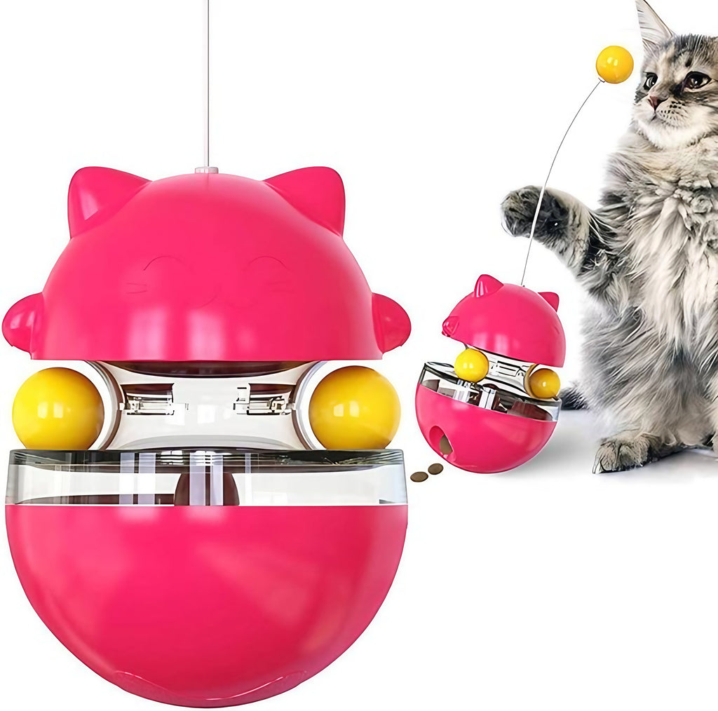 Jouet pour chat 3 en 1, à secouer et distributeur de friandises, rouge