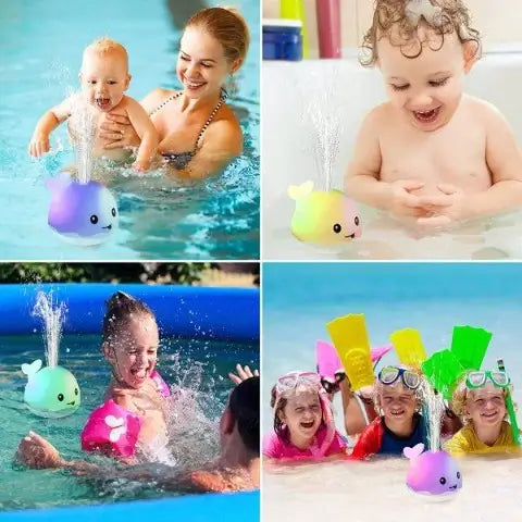 Jouet de bain baleine à jet d'eau et lumières LED