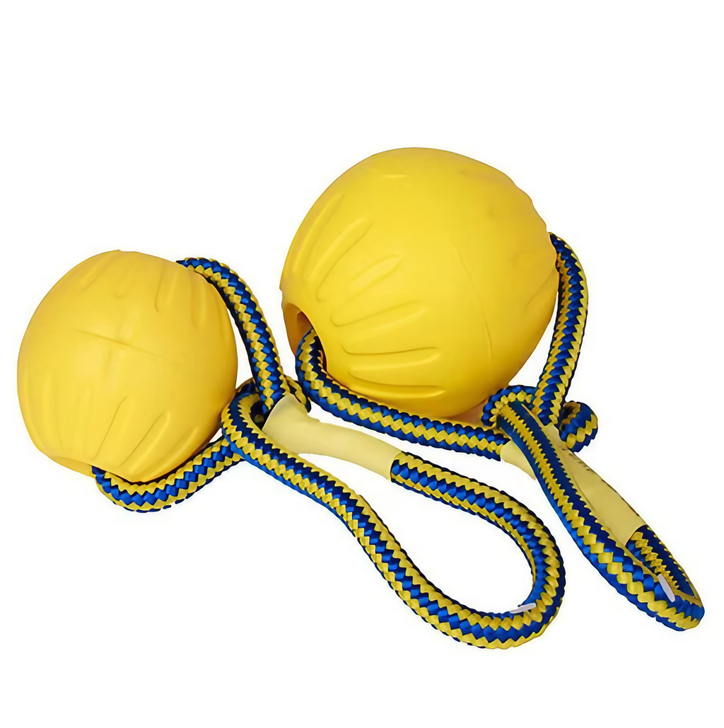 Jouet pour chien balle et corde de 9 cm, à lancer et à tirer