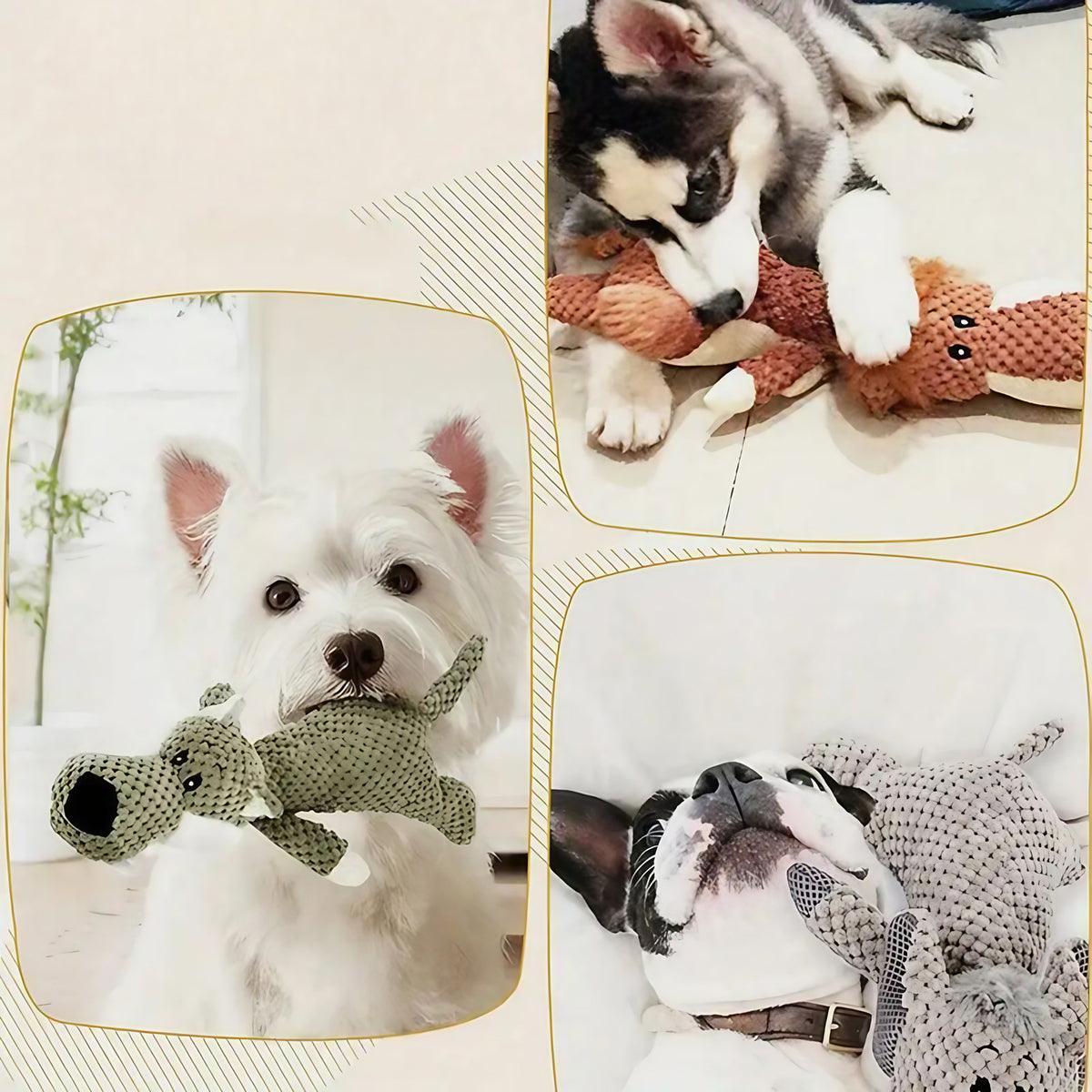 Jouet à mâcher pour chien, forme lion, loup ou éléphant
