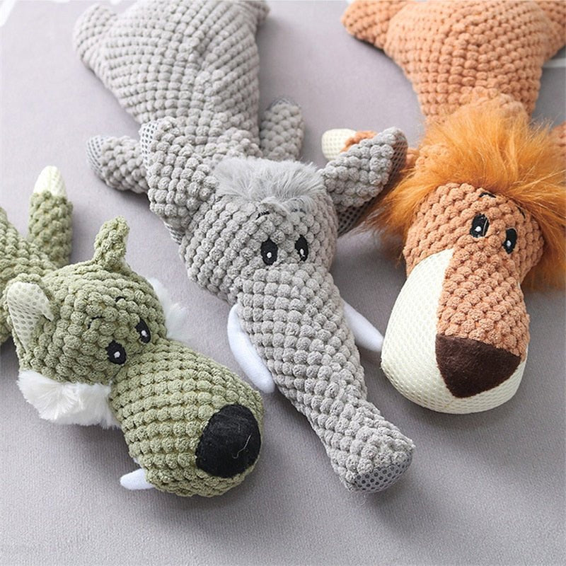 Jouet à mâcher pour chien, forme lion, loup ou éléphant