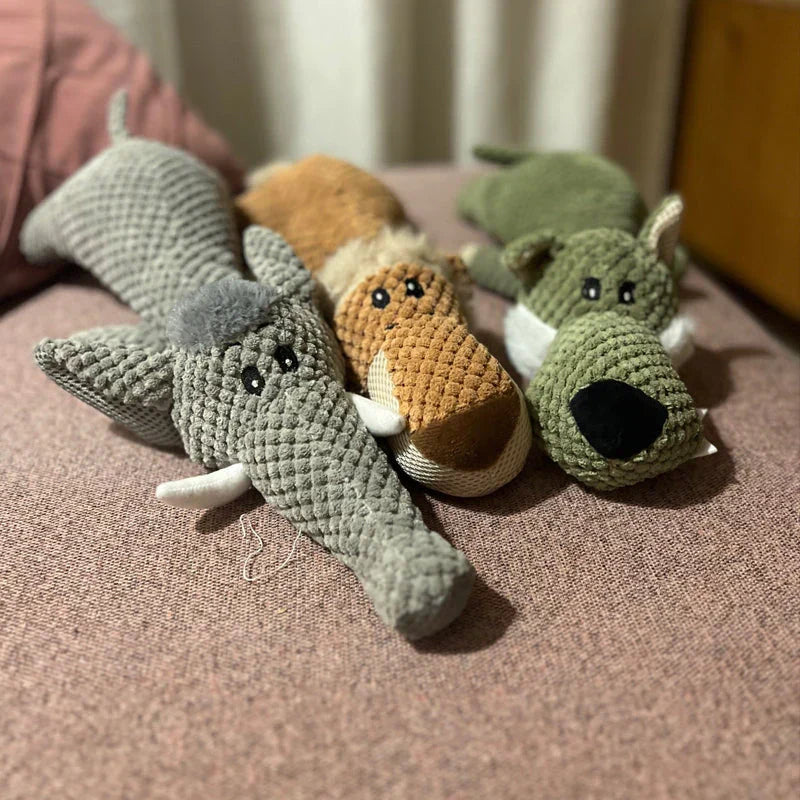 Jouet à mâcher pour chien, forme lion, loup ou éléphant