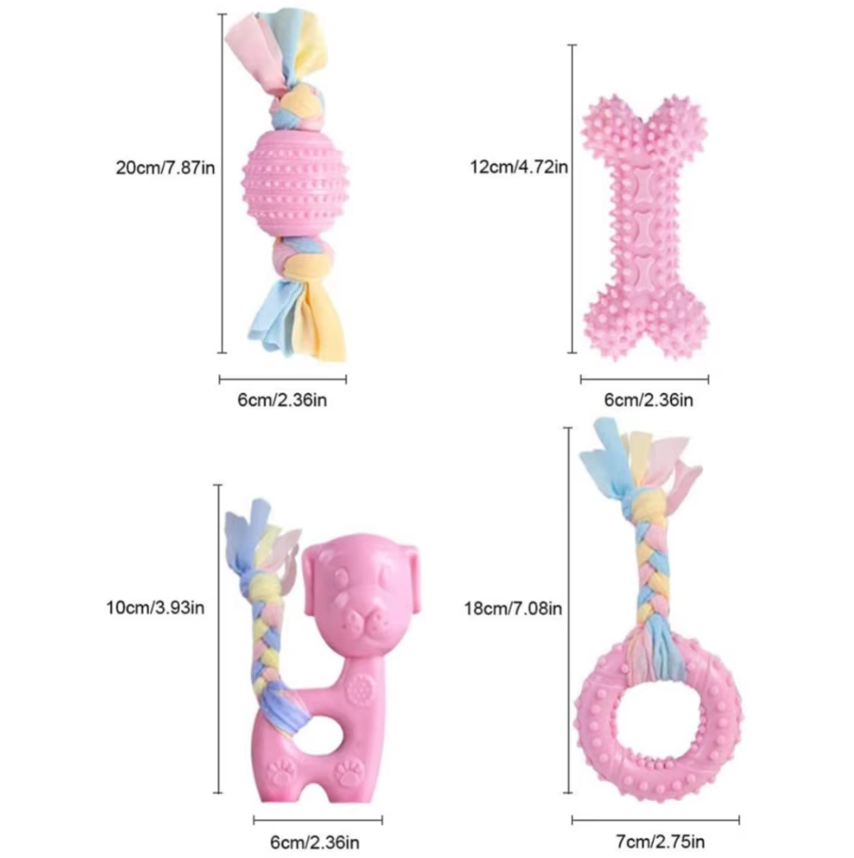 Lot de jouets à mâcher pour chiot, peluches, cordes et anneaux