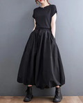 Jupe ballon noire femme à taille élastique, du S au XL, noir