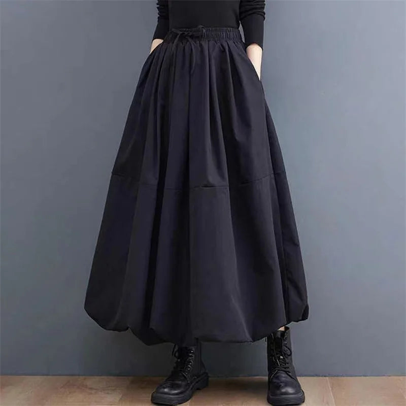 Jupe ballon noire femme à taille élastique, du S au XL