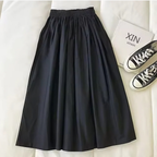 Jupe ample femme taille haute, beige, noir ou bleu marine, noir
