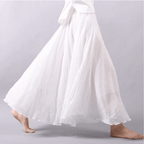 Jupe longue bohème à taille élastique, cinq coloris, blanc