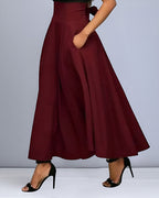 Jupe longue femme à ceinture élastique, noire, grise ou rouge