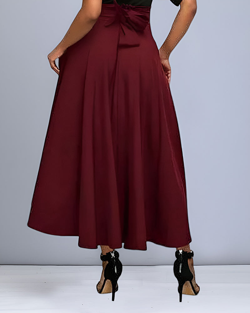 Jupe longue femme à ceinture élastique, noire, grise ou rouge