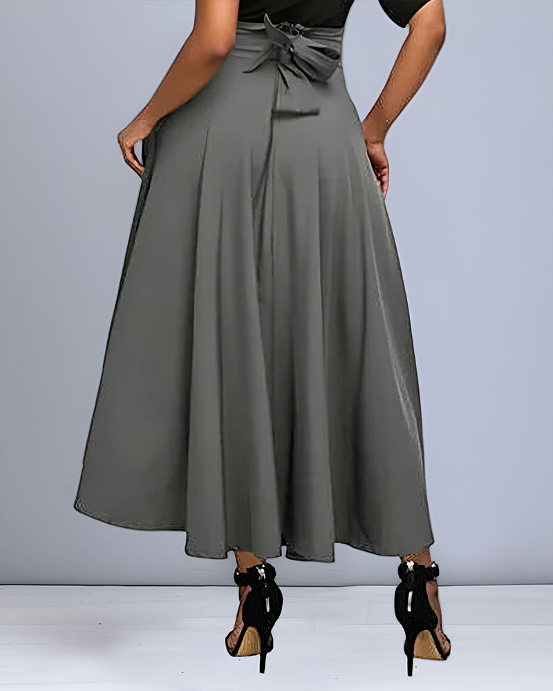 Jupe longue femme à ceinture élastique, noire, grise ou rouge