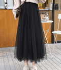 Jupe longue femme taille haute, longueur cheville, cinq coloris, noir