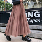 Jupe longue évasée femme, taille haute, du XS au 6XL, rose foncé