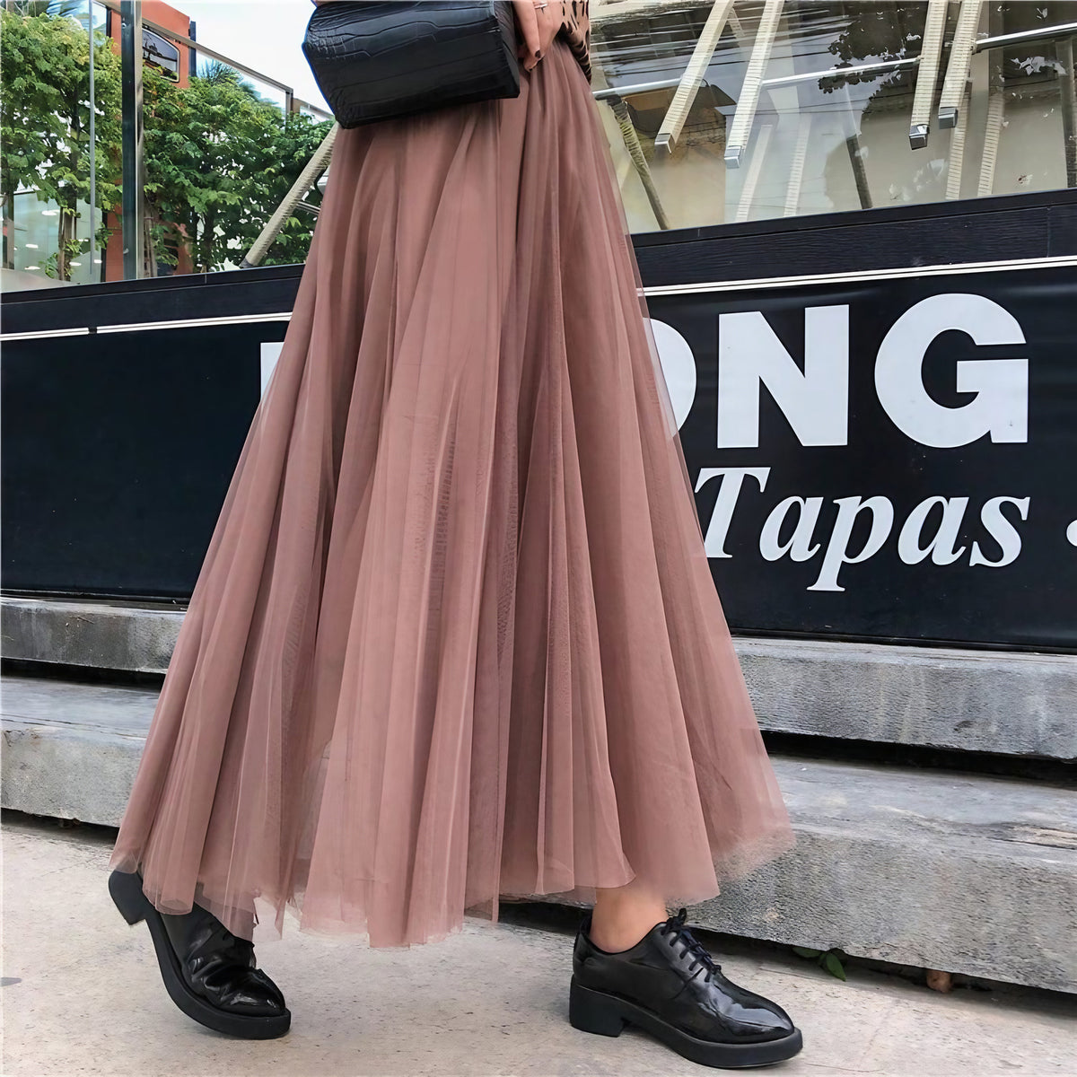 Jupe longue évasée femme, taille haute, du XS au 6XL, rose foncé
