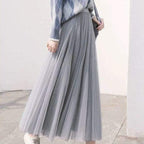 Jupe longue évasée femme, taille haute, du XS au 6XL, gris