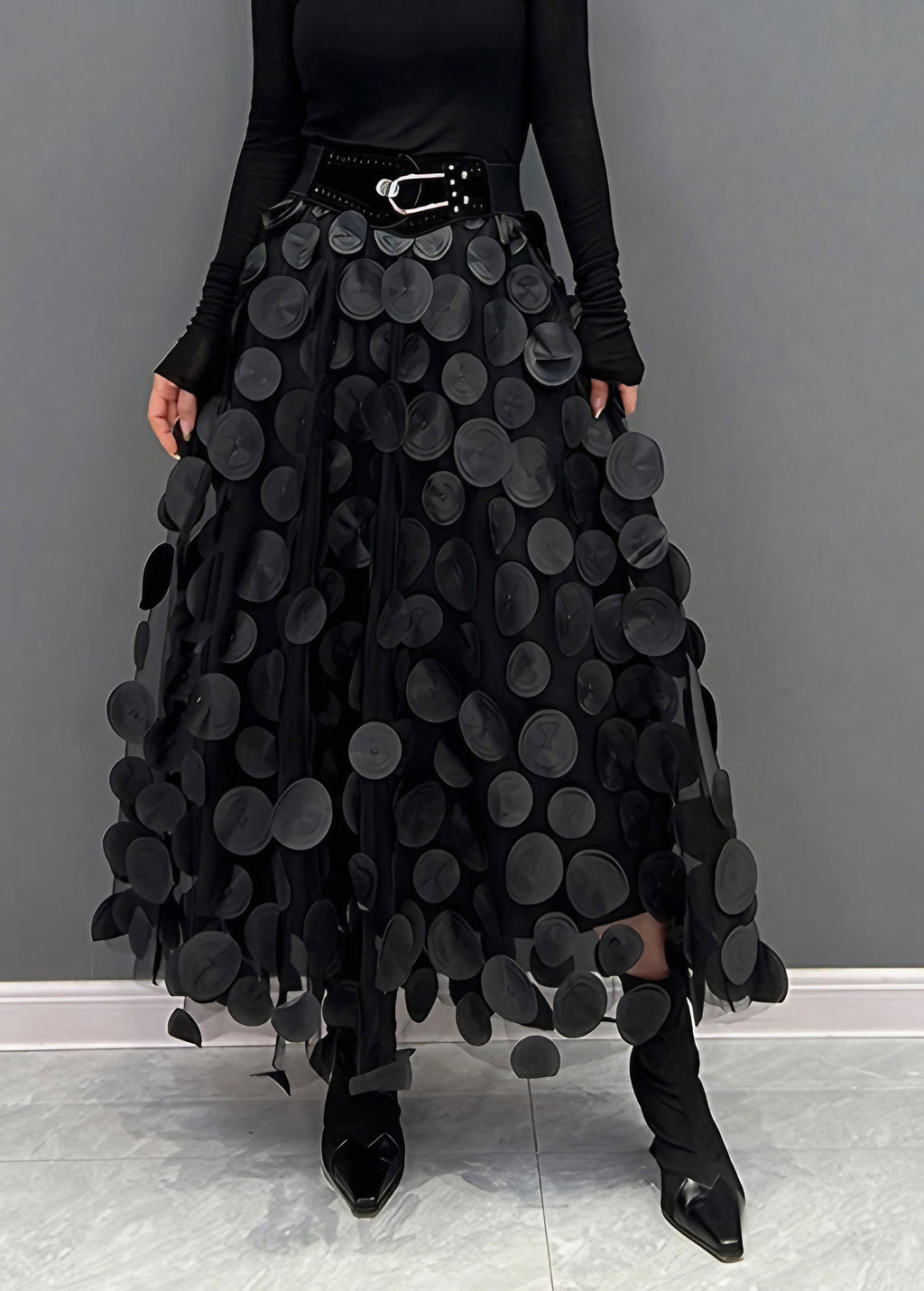 Jupe en tulle femme à pois, sept coloris, du S au 3XL, noir