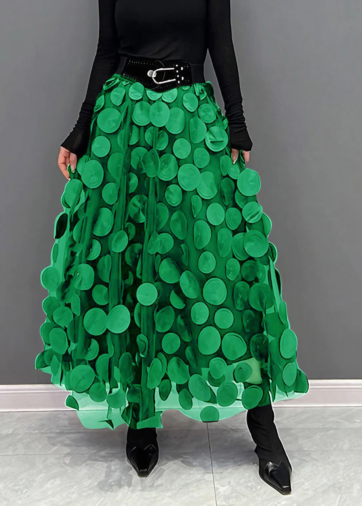 Jupe en tulle femme à pois, sept coloris, du S au 3XL, vert clair