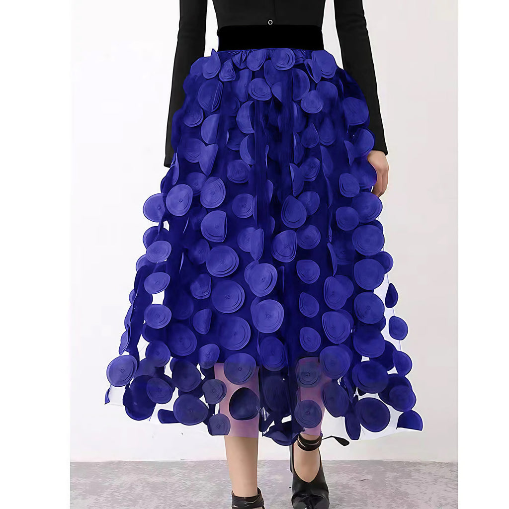 Jupe en tulle femme à pois, sept coloris, du S au 3XL, bleu