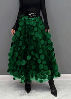 Jupe en tulle femme à pois, sept coloris, du S au 3XL, vert foncé