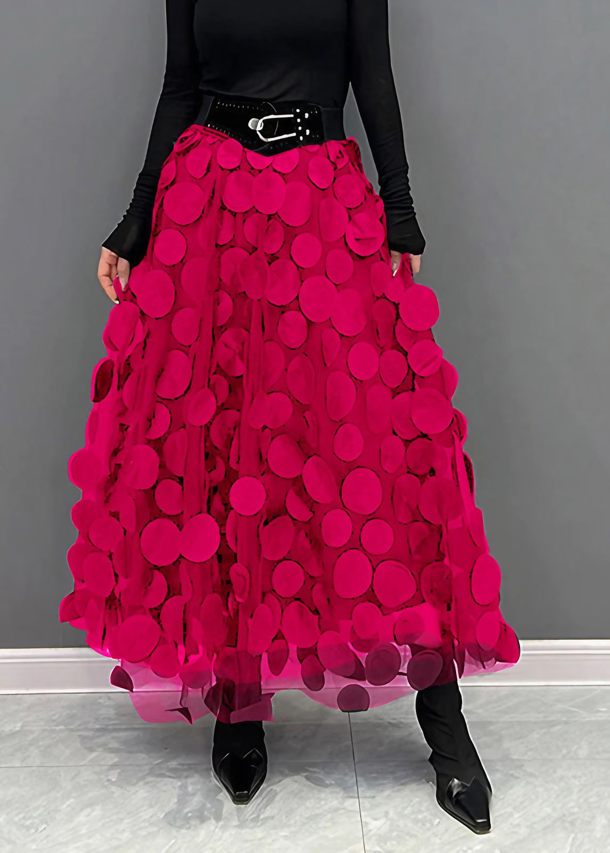 Jupe en tulle femme à pois, sept coloris, du S au 3XL, rose clair