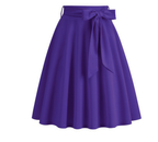 Jupe midi trapèze taille haute à nœud sur le côté, huit coloris, lilas