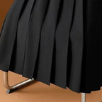 Jupe plissée midi femme avec ceinture ajustable, gris ou noir