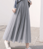 Jupe en tulle femme, taille haute élastique, cinq coloris, gris