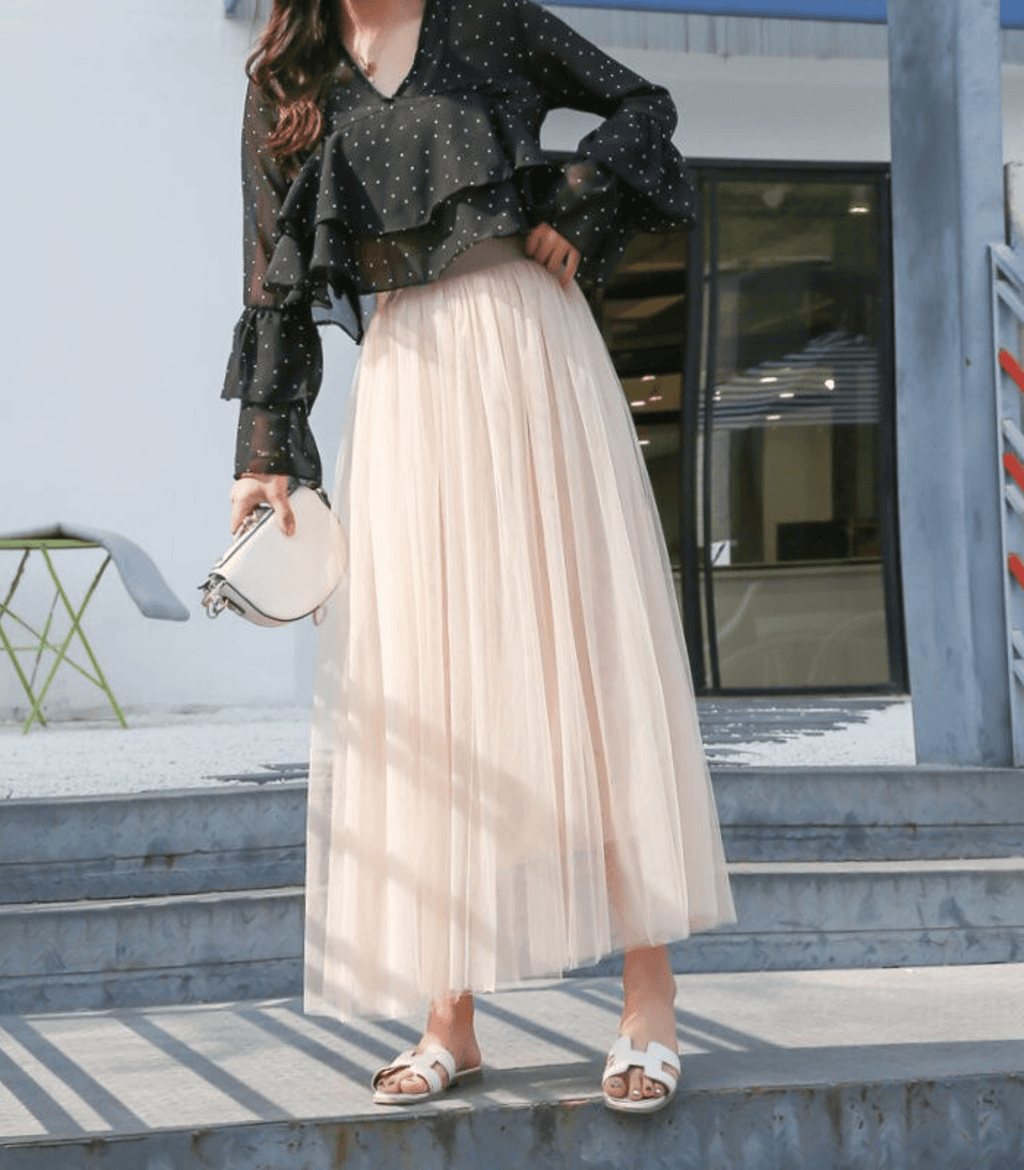 Jupe en tulle femme, taille haute élastique, cinq coloris
