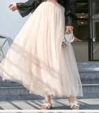 Jupe en tulle femme, taille haute élastique, cinq coloris, blanc