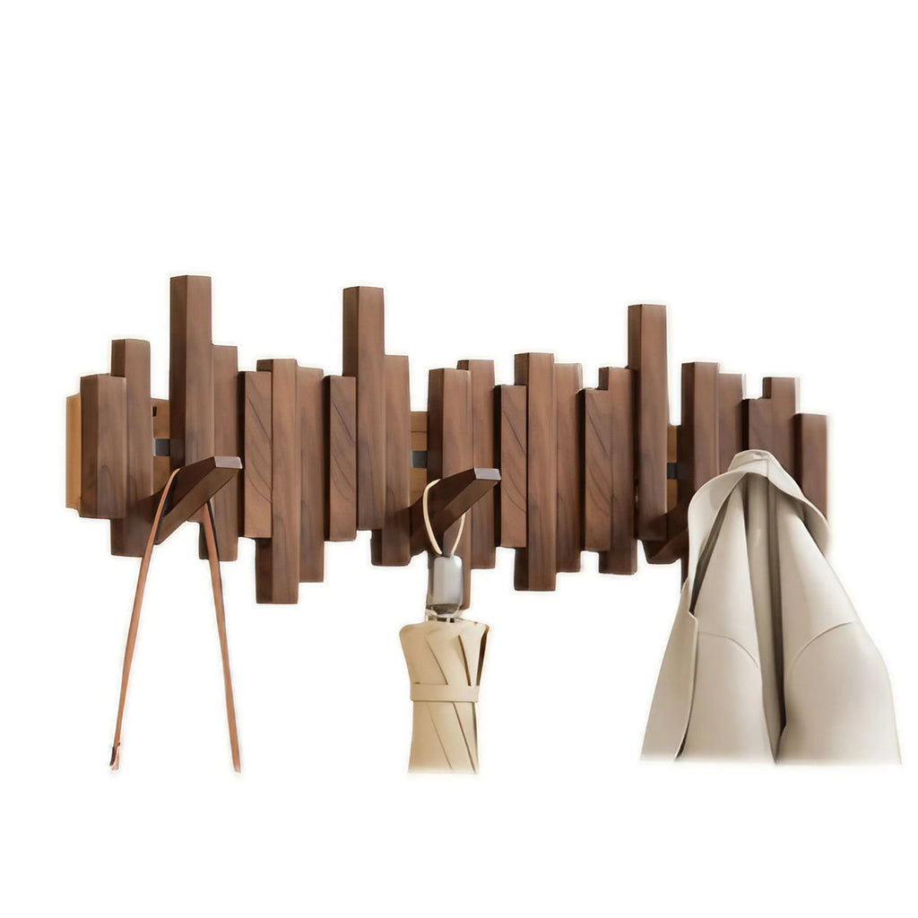 Porte-manteau mural en bois façon touches de piano, 3 à 8 crochets