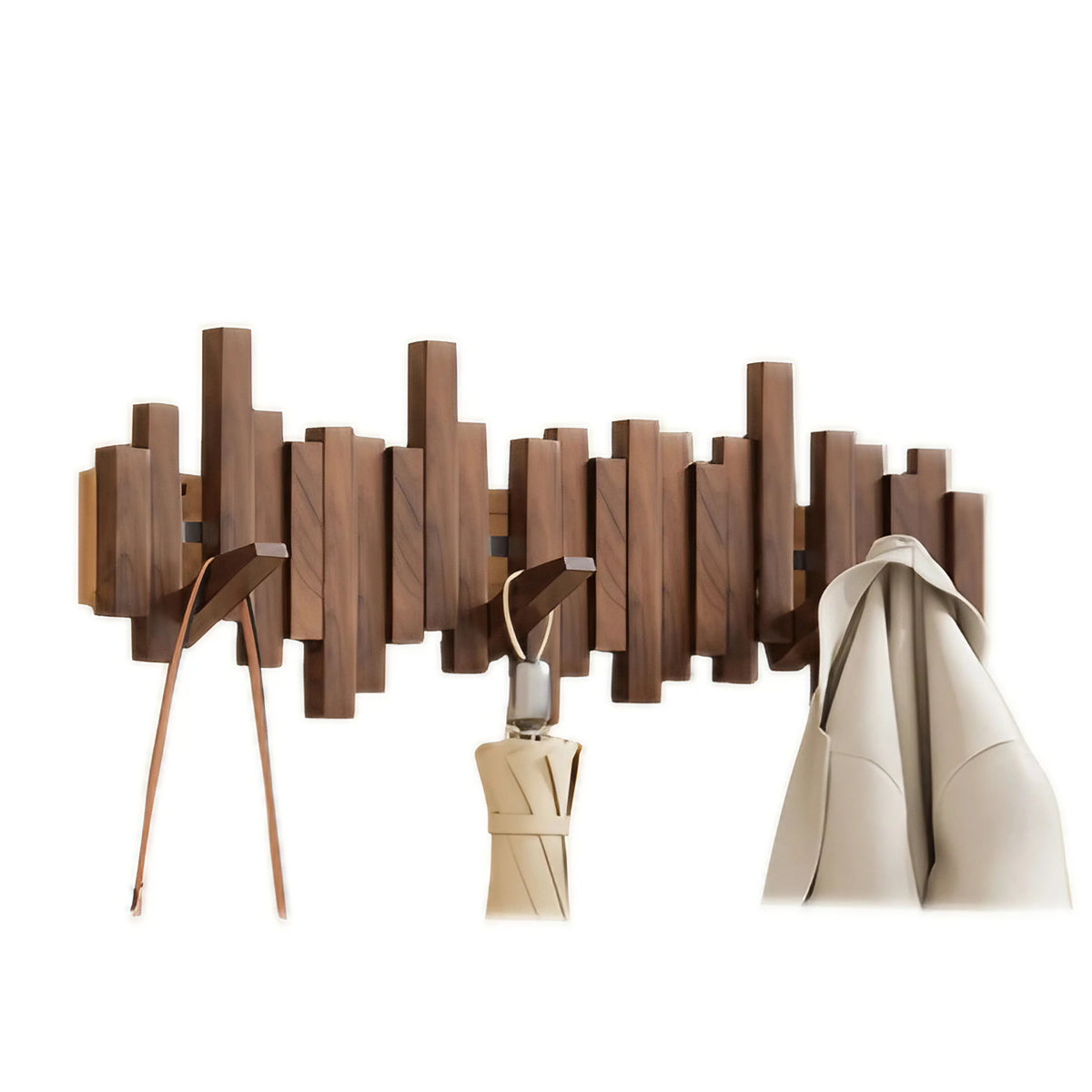 Porte-manteau mural en bois façon touches de piano, 3 à 8 crochets