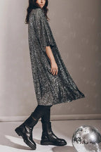 Kimono femme à paillettes, manches cloche, cinq coloris