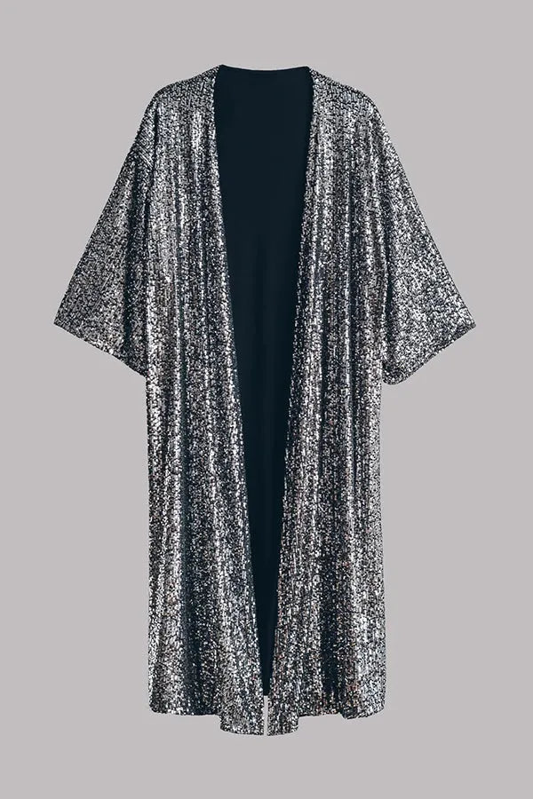 Kimono femme à paillettes, manches cloche, cinq coloris