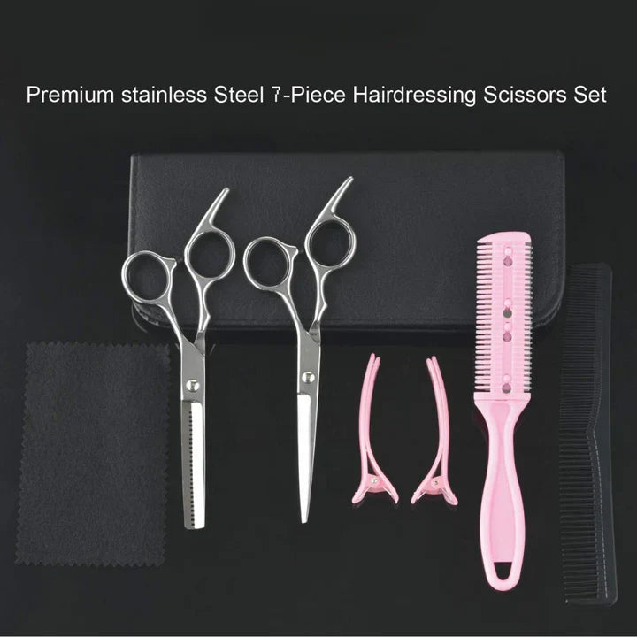 Kit de ciseaux de coiffure, coupe et effilage, avec étui