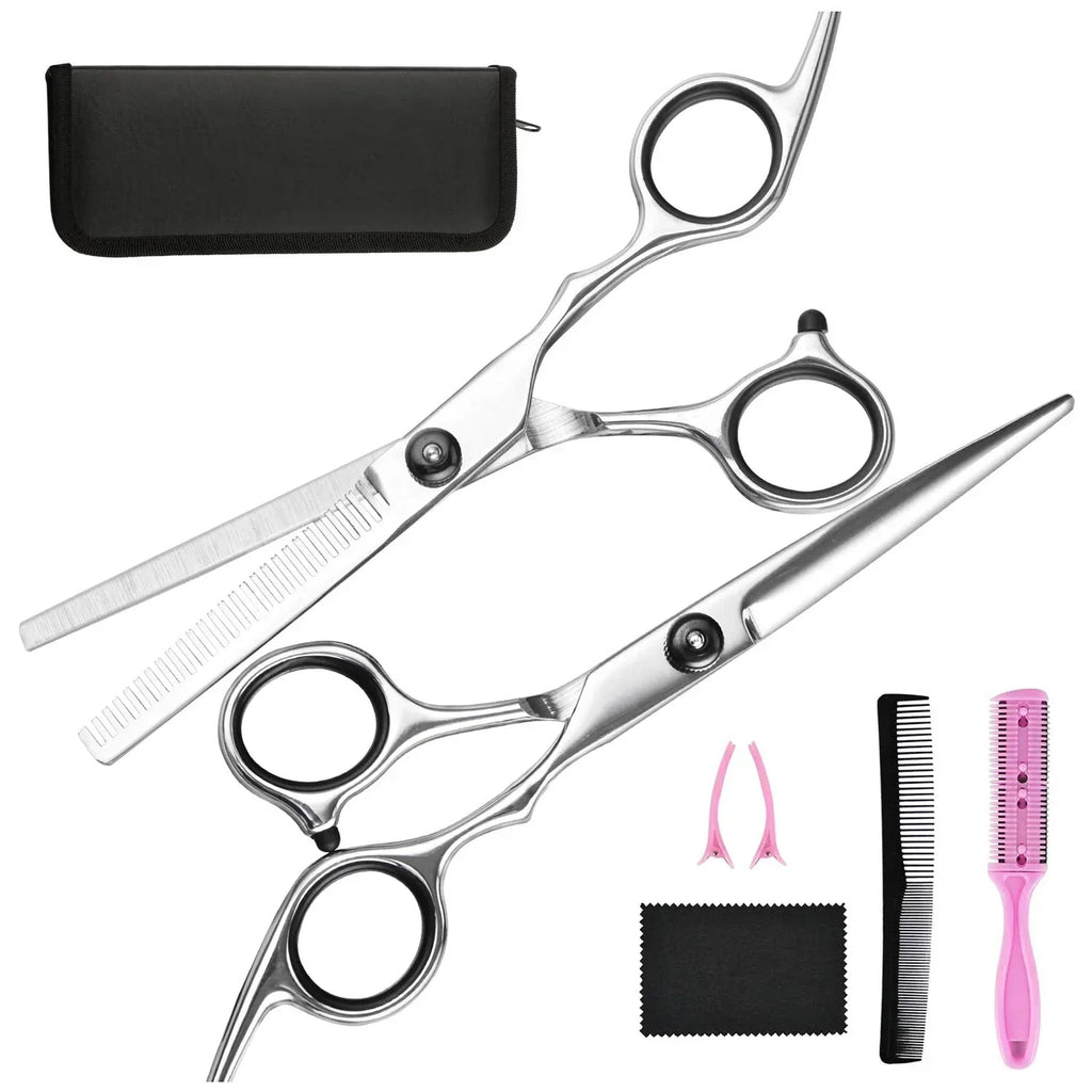 Kit de ciseaux de coiffure, coupe et effilage, avec étui