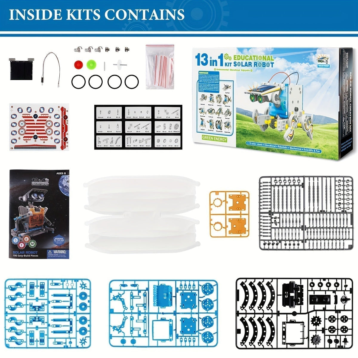Kit robot solaire 13 en 1 à construire, dès 8 ans