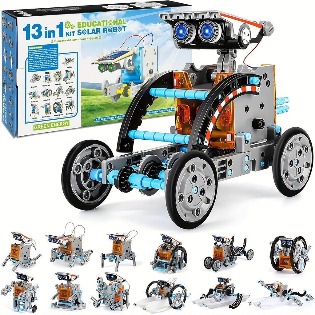 Kit robot solaire 13 en 1 à construire, dès 8 ans, gris