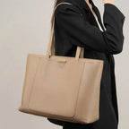 Sac à main femme en cuir, deux compartiments, beige ou gris, beige