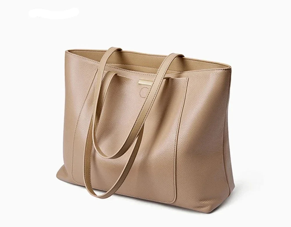 Sac à main femme en cuir, deux compartiments, beige ou gris