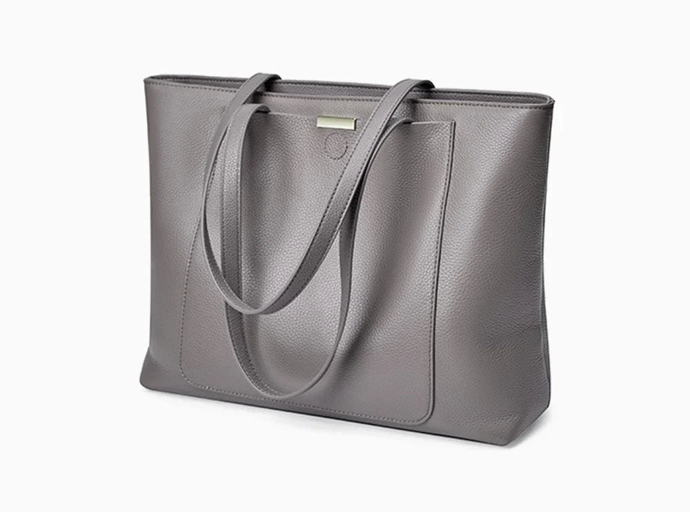 Sac à main femme en cuir, deux compartiments, beige ou gris
