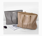 Sac à main femme en cuir, deux compartiments, beige ou gris