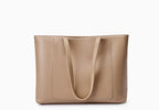 Sac à main femme en cuir, deux compartiments, beige ou gris