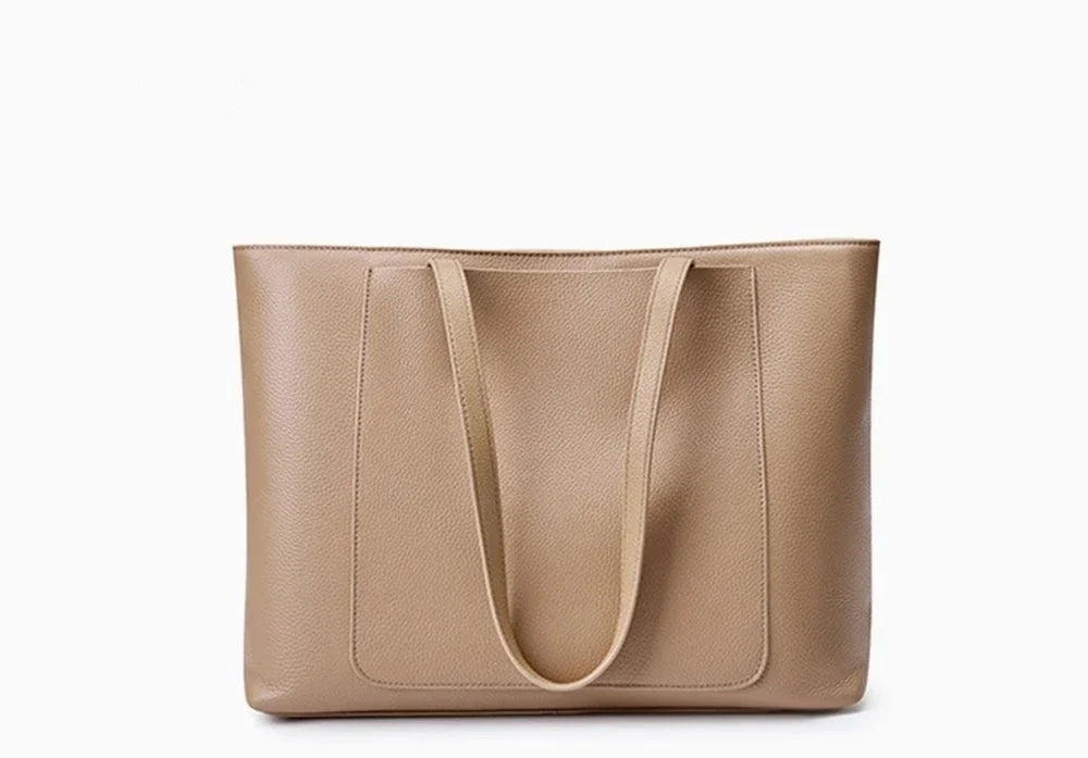 Sac à main femme en cuir, deux compartiments, beige ou gris