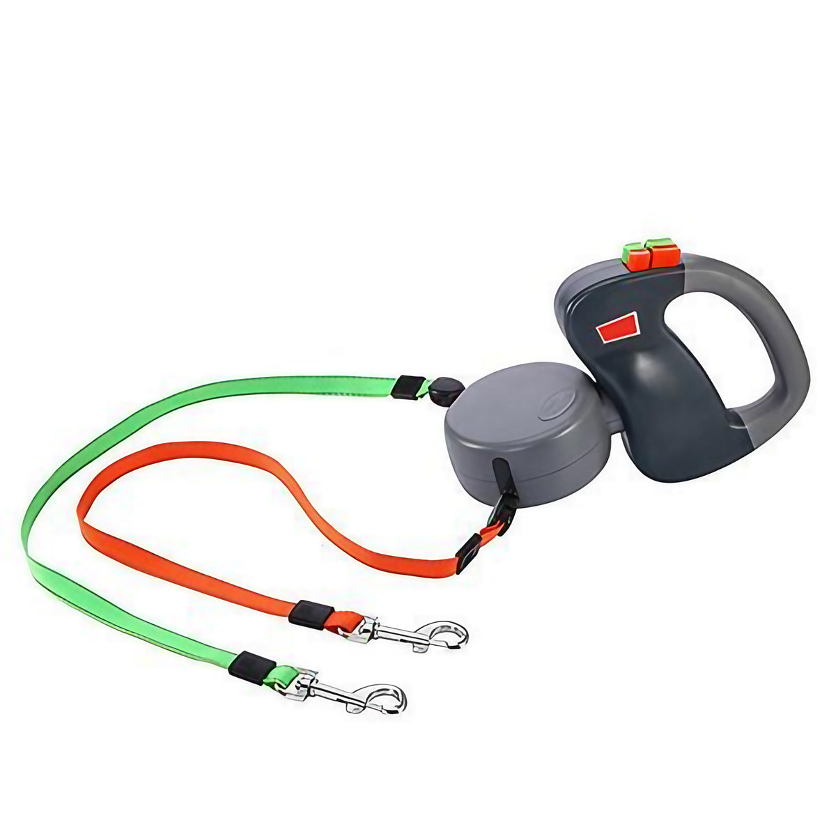 Laisse double rétractable pour deux chiens, poignée rotative 360°