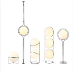 Lampadaire à boules blanches, acier brossé, une ou deux sphères