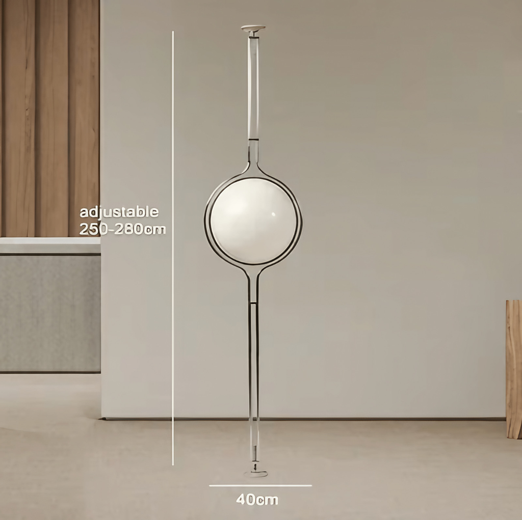 Lampadaire à boules blanches, acier brossé, une ou deux sphères, blanc