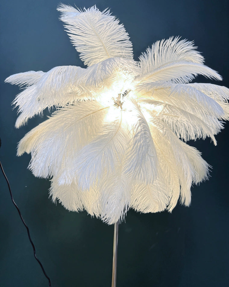 Lampadaire en plumes forme palmier, avec plateau, 115 ou 160 cm