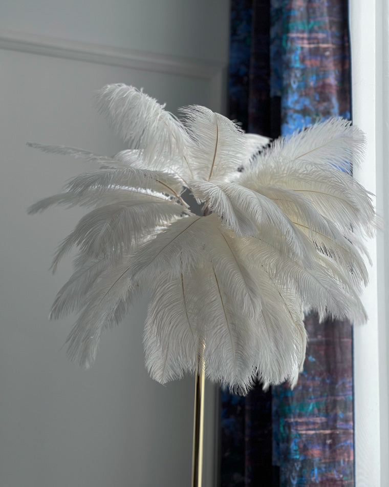 Lampadaire en plumes forme palmier, avec plateau, 115 ou 160 cm