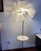 Lampadaire en plumes forme palmier, avec plateau, 115 ou 160 cm