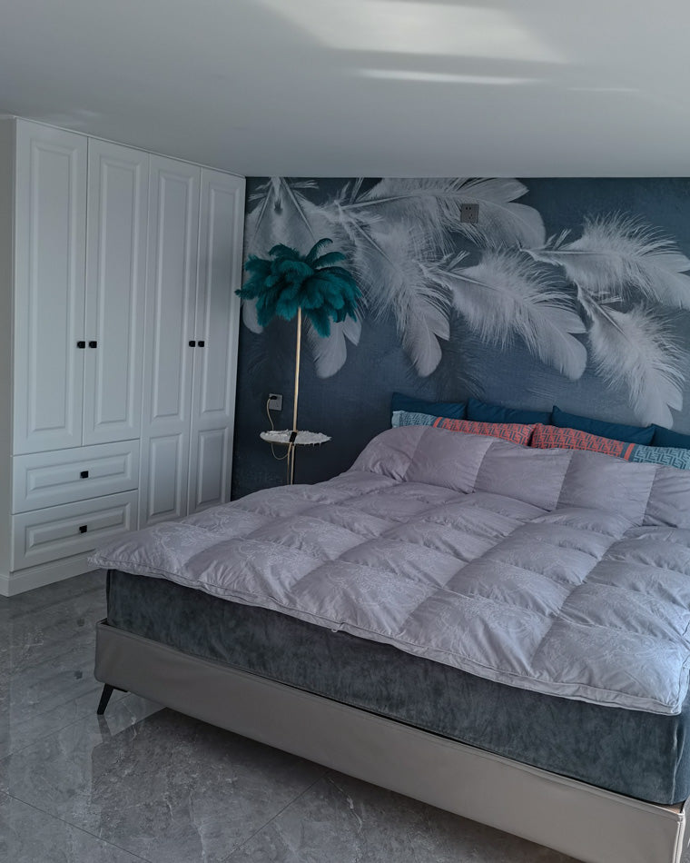 Lampadaire en plumes forme palmier, avec plateau, 115 ou 160 cm
